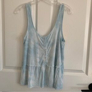 American Eagle Outfitters Soft & Sexy Light Blue Ruffle-Hem Peplum Tank Medium